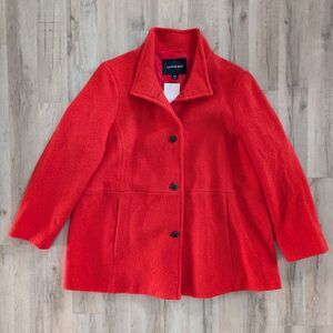 NWT Lands' End Red Wool Peacoat Plus Size, 22W (B8)